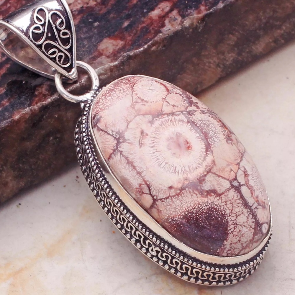Mexican Birdseye sterling silver pendant - Picture 2 of 2